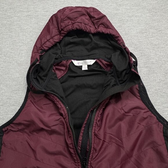 Lilac Bloom Womens Size L Burgundy Quilted Hooded Puffer Vest Full Zip Pockets - Picture 8 of 16